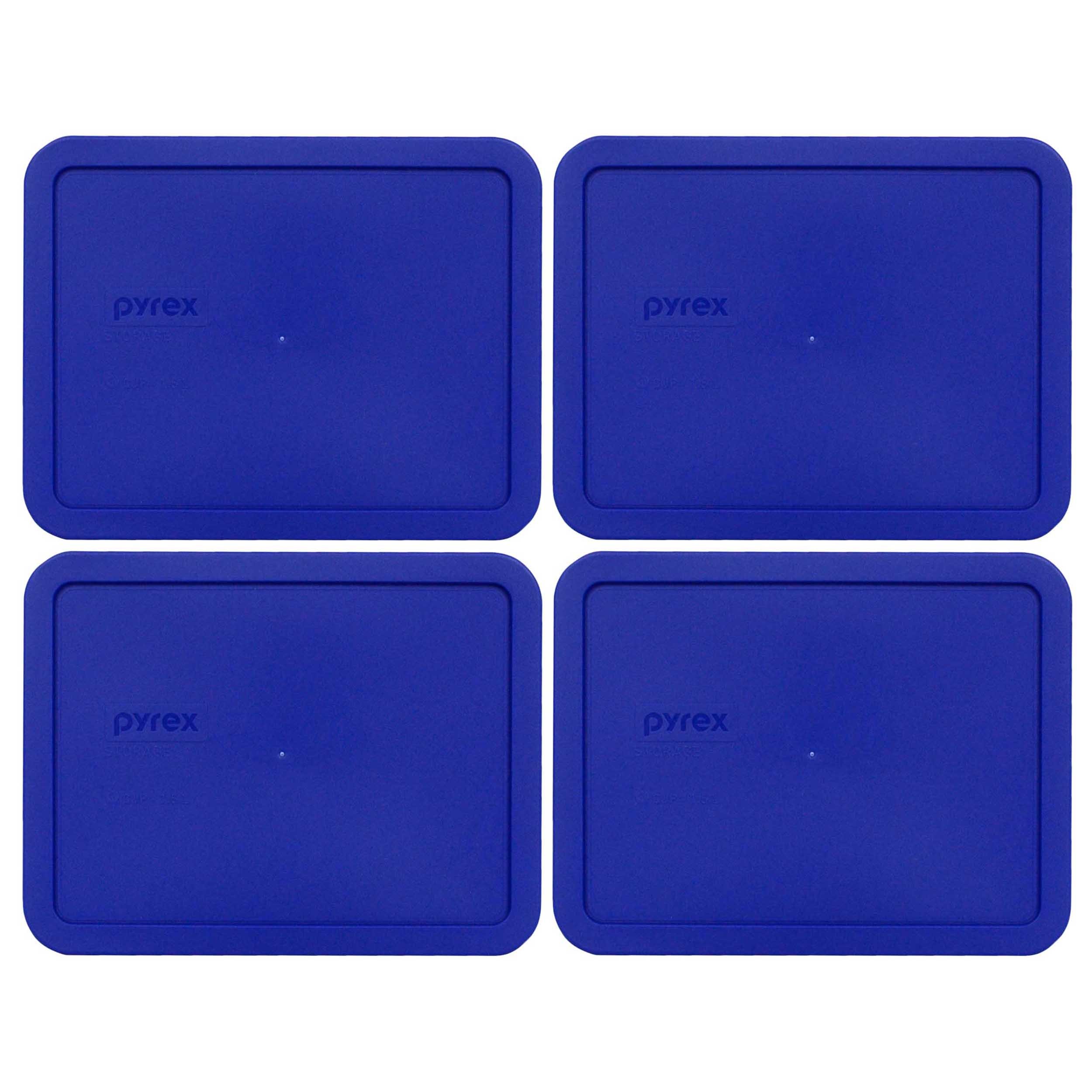 Pyrex 7211-PC 6 Cup Cobalt Blue Rectangle Food Storage Lid for Glass Dish (4, Cobalt Blue)