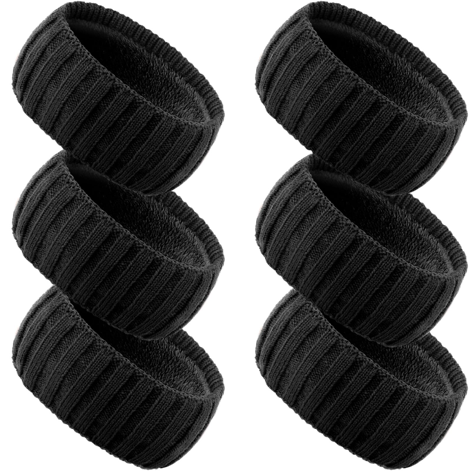 AQOKKA Knit Winter Headbands for Women Fuzzy Wool Fleece Lined Ear Warmers Elastic Turban Crocheted Head Wrap Winter Accessories for Women Cold Weather