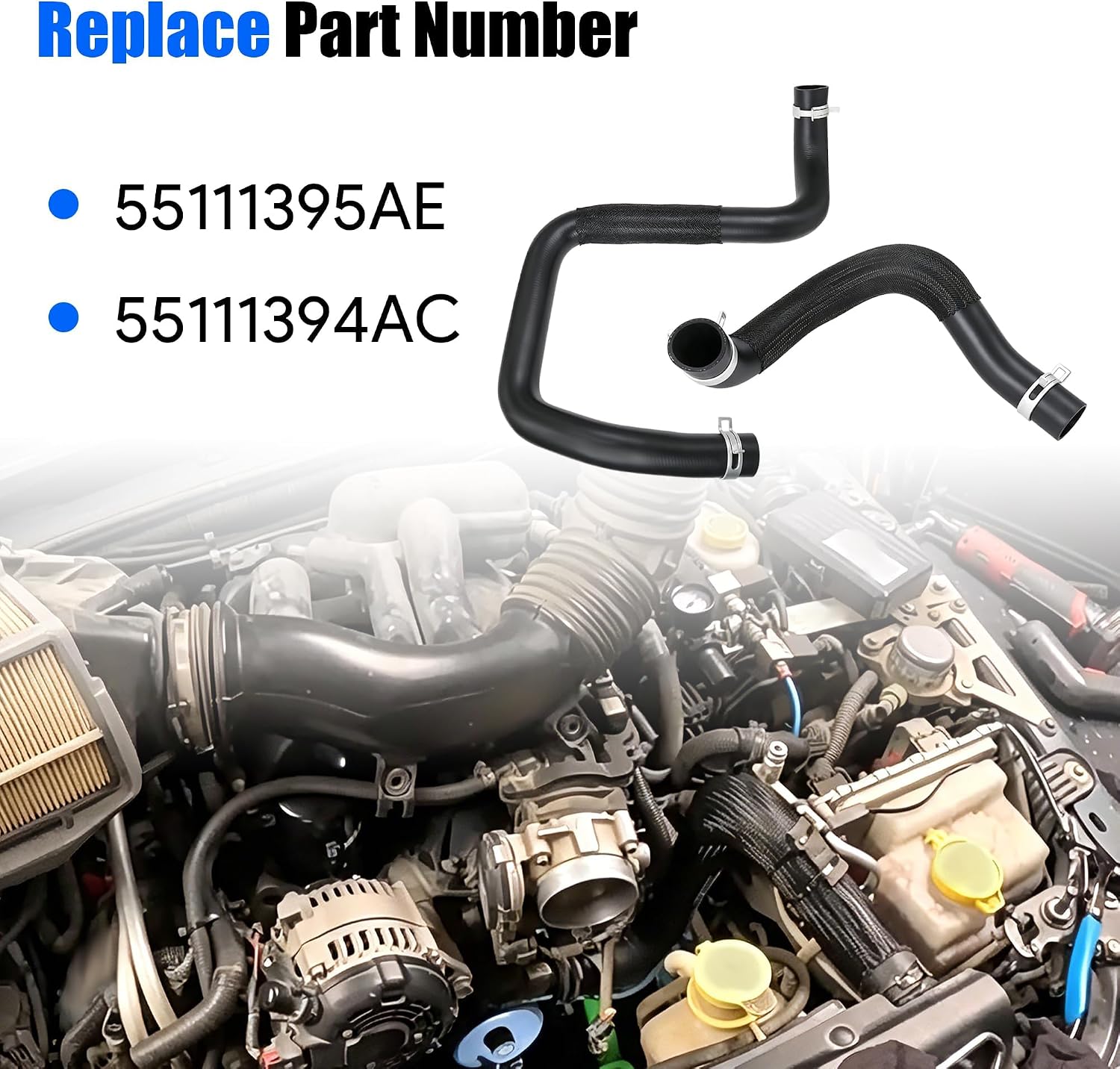 Radiator Coolant Hose Compatible with Jeep Wrangler 2012-2017 for Wrangler JK 2018 Upper and Lower Cooling Outlet Pipe Replace 55111395AE 55111394AC
