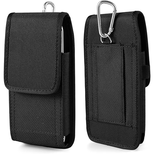 Nylon Cell Phone Holster Belt Holder Pouch Case for Samsung Galaxy S25 Ultra S24 FE S23 Ultra A56 A36 A16 A15 A14 A13 iPhone 16 Pro Max Moto G Power 2025 G Play G Stylus 5G 2024 Google Pixel 10 Pro XL