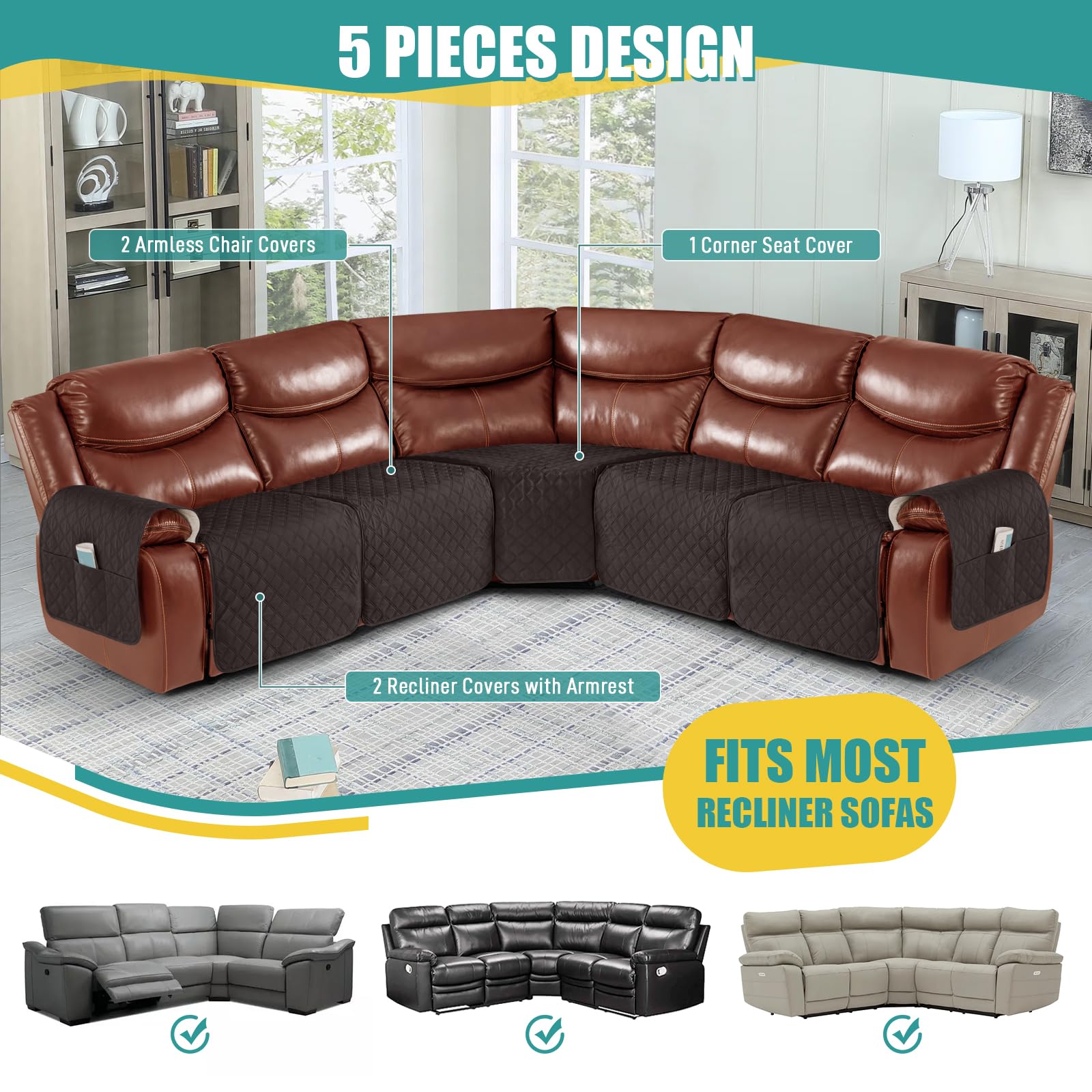 Snapklik.com : Ruaozz Extra Large Recliner Sectional Couch Covers