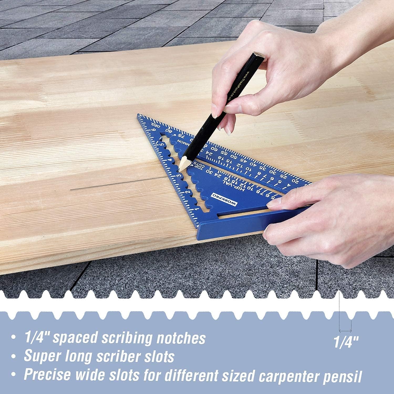 WORKPRO Rafter Square and Combination Square Tool Set, 6-Pack One-Handed Clamp/Spreader, Bar Clamps for Woodworking