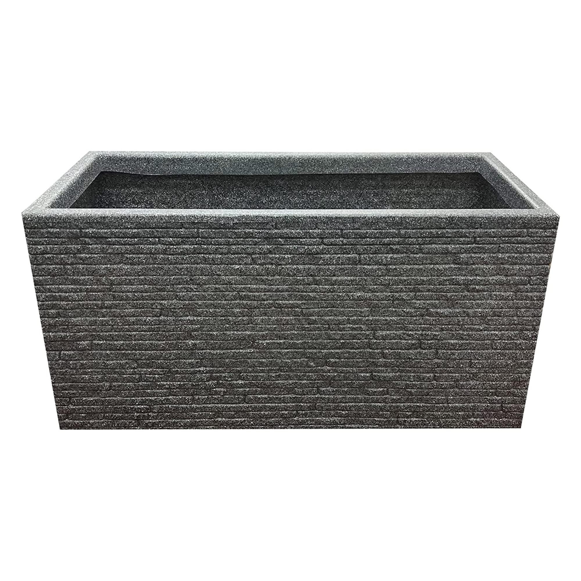 Pluto Packaging 60cm Long Rectangular Brick Slate Effect Outdoor Lightweight Large Deep Garden Flower Herbs Vegetables Planter (1 Slate Trough Planter)