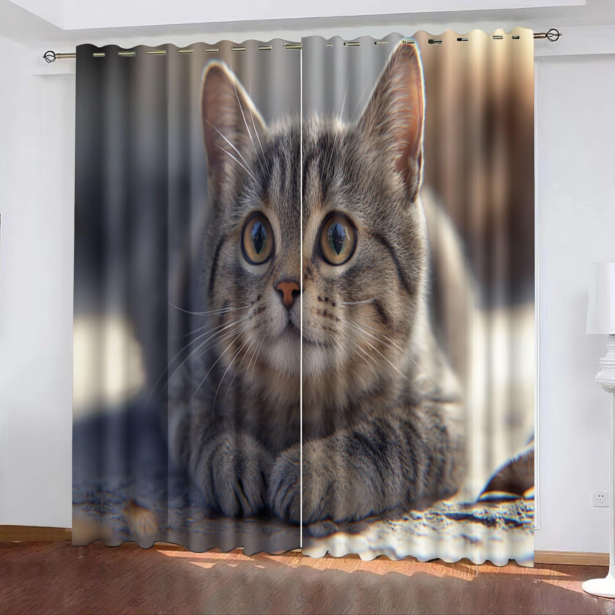 Generisch Zasłona zaciemniająca 245 x 280 cm (wys. x szer.), zabawna zasłona prysznicowa z oczkami z poliestru – nieprzejrzysta, z nadrukiem kwiatowym do salonu A266