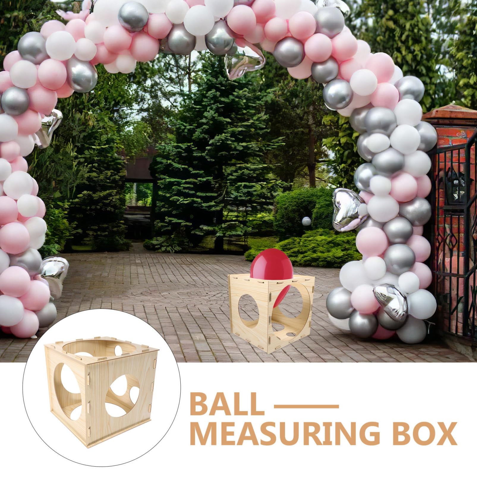 Ballonmessgerät mit 9 Löchern und Größenmarker Beige | Faltbar Zerlegbar, für Ballons bei Hochzeit und Feier, Messkasten zur Größenbestimmung von Ballons