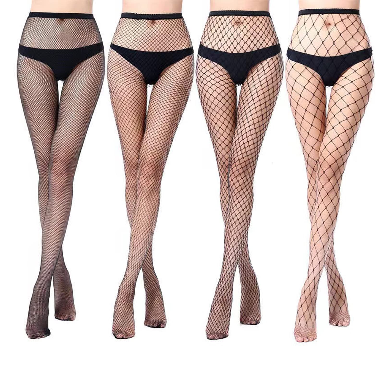 Doxwater Women's High Waist Fishnet Tights Sexy Tight Fishnet Thigh Thigh Stockings Lace Pattern Mesh Pantyhose for Women