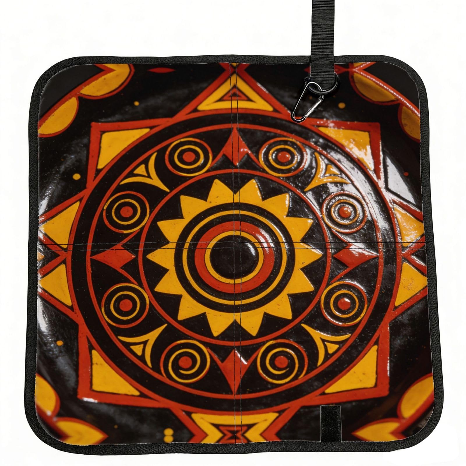 DUYIOKH Vibrant Tribal Plate Print Foldable Portable Seat Cushion for World Cup Games, Camping and Outdoor Activities