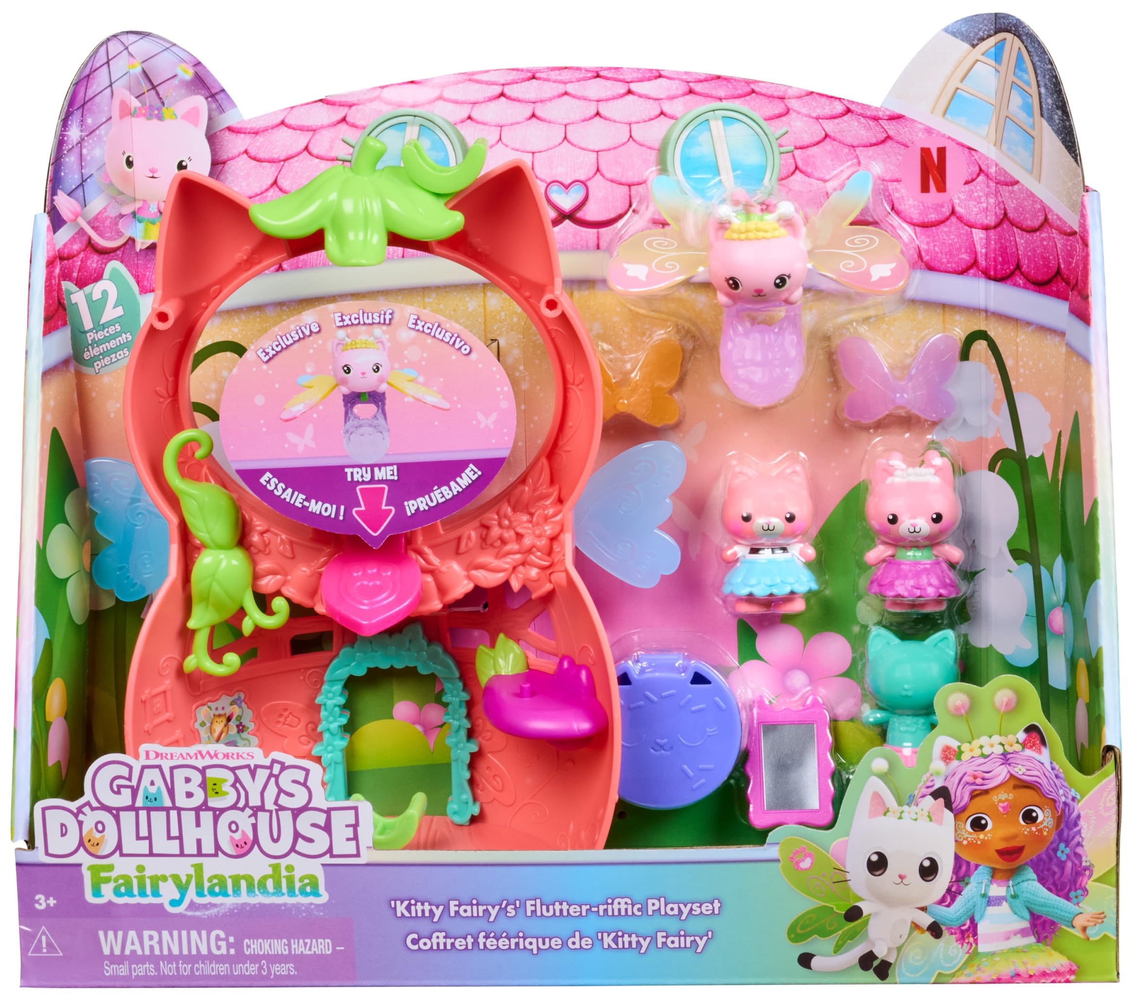 Gabby’s Dollhouse – Flutter Fairy Spielset – 12-teilige Ausstattung mit exklusivem Fairy Cat-Ring
