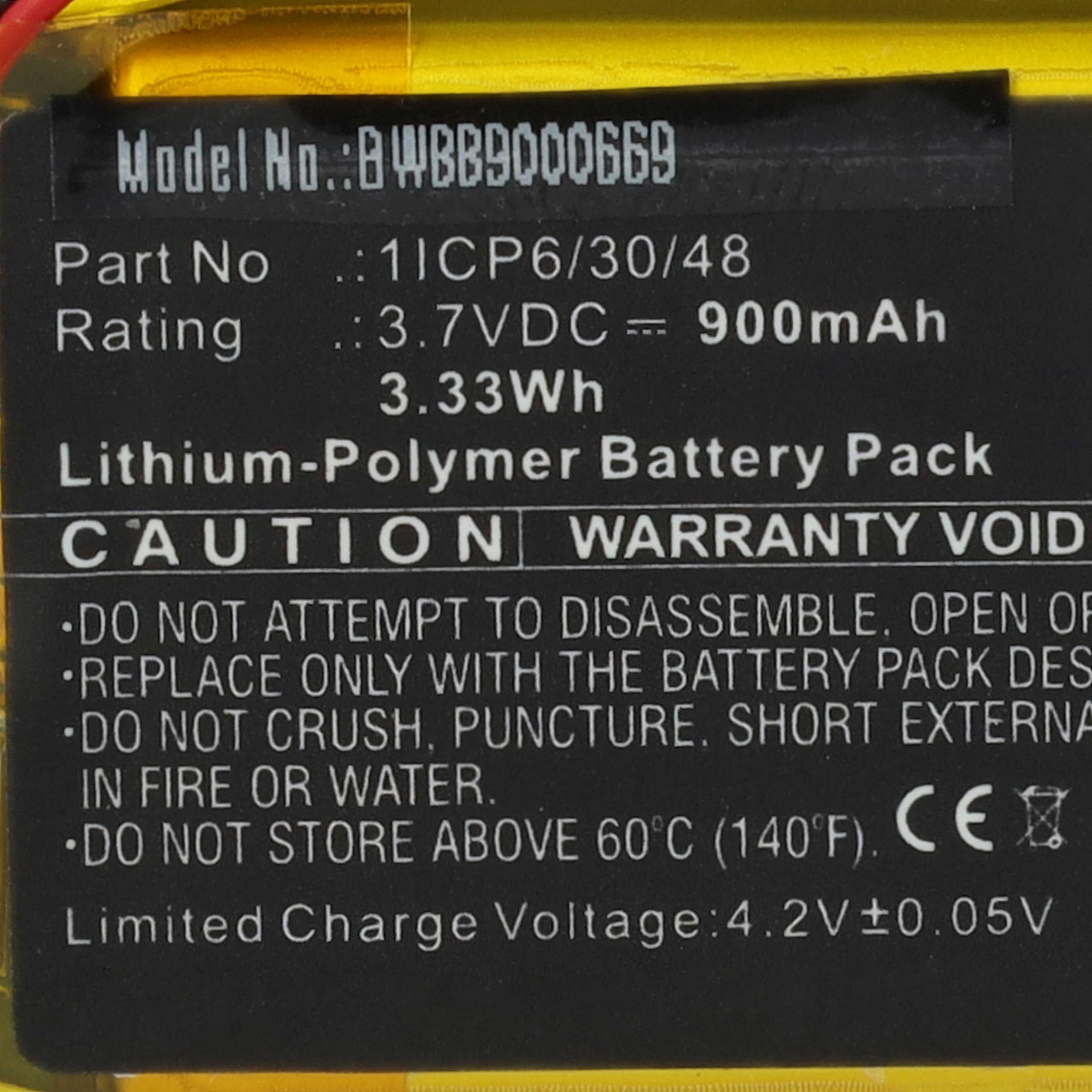 vhbw Batterie Compatible avec Babymoov Premium Care A014203 Moniteur bébé, babyphone (900mAh, 3,7V, Li-polymère)