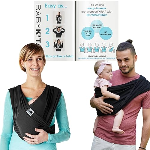 Baby Ktan Breeze - Portabebés para bebés cabestrillo para bebés y niños soporte simple preenvuelto para ropa de bebé sin atar ni anillos lleva