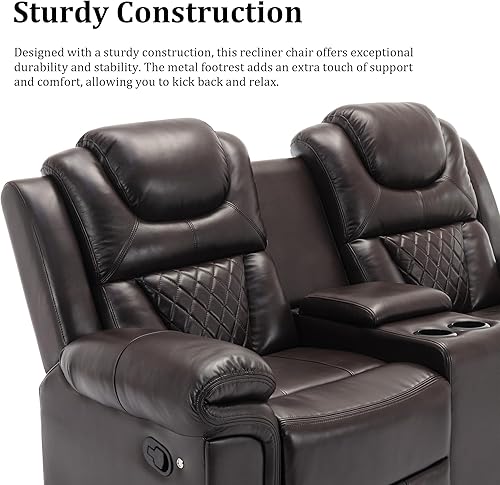 Miniatura 9 de Juego de 3 muebles de sala de estar, juegos de sofás seccionales de cuero reclinables, asientos de cine en casa, sofá reclinable manual con consola