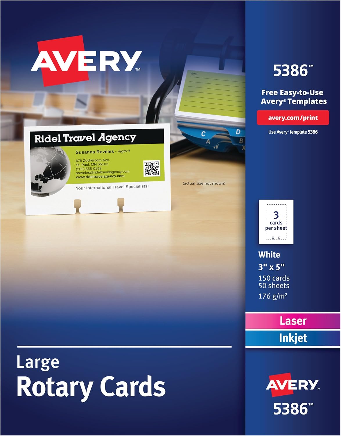 Avery Rotary Cards, Laser and Ink Jet Printers, 3 x 5 Inches, 150 Cards