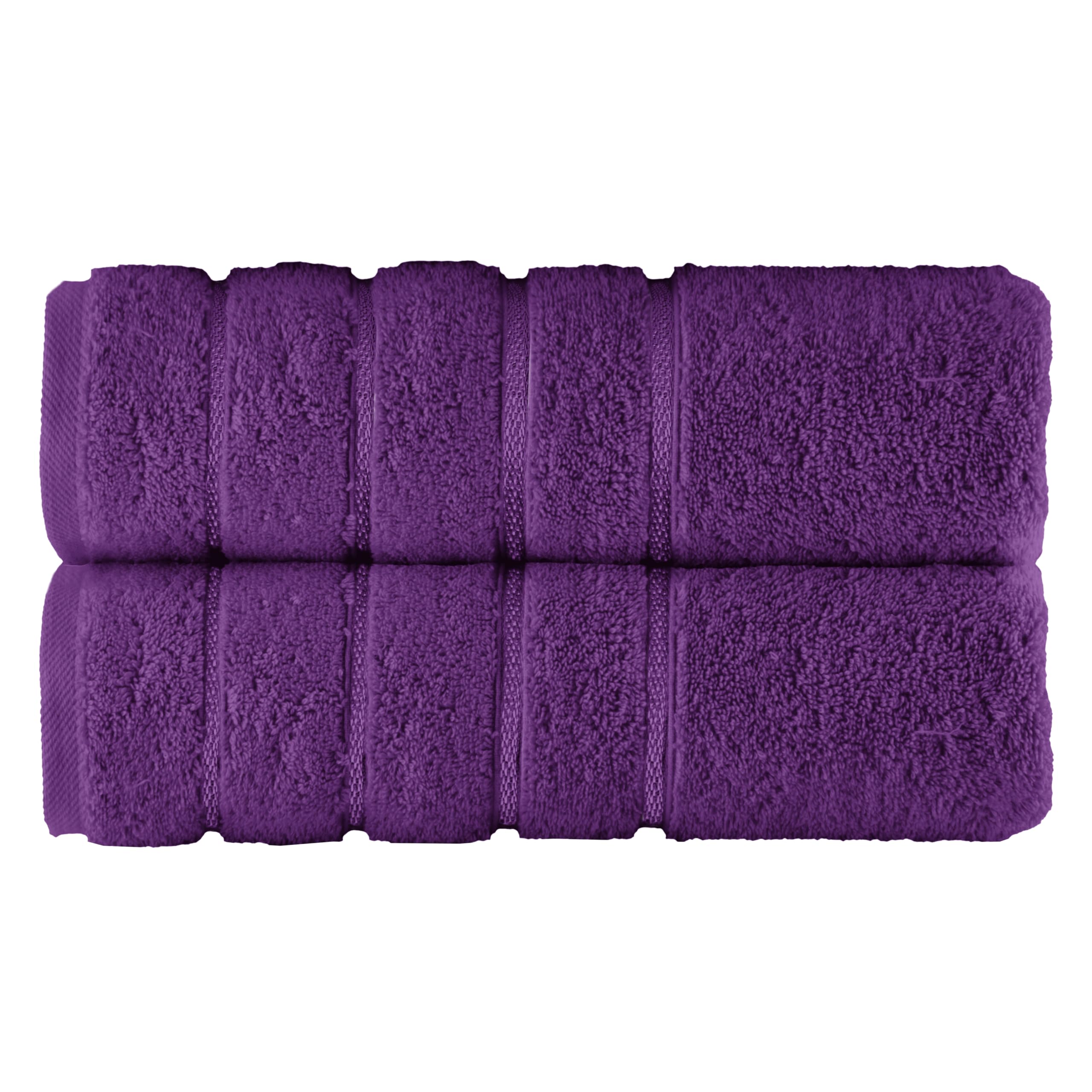 Elegant Comfort 100% Turkish Cotton 4 Lines Viscose Stripe Luxury 2 Pack Bath Towel Set 27 x 54 Inch - Super Soft and Highly Absorbent Premium Hotel Spa Quality Towels for Bathroom Use, Purple