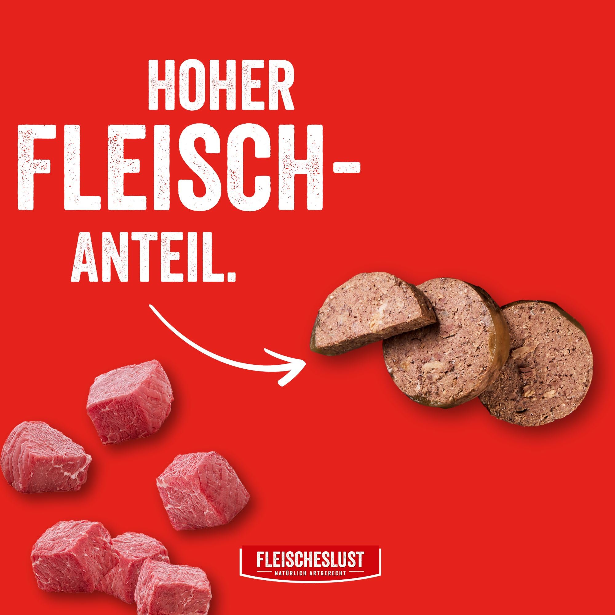 Steakhouse Rind pur (12x500g), Nassfutter für Hunde & Katzen, sensitives Ergänzungsfutter, Monoprotein, getreidefrei, 14x Wurst von Fleischeslust
