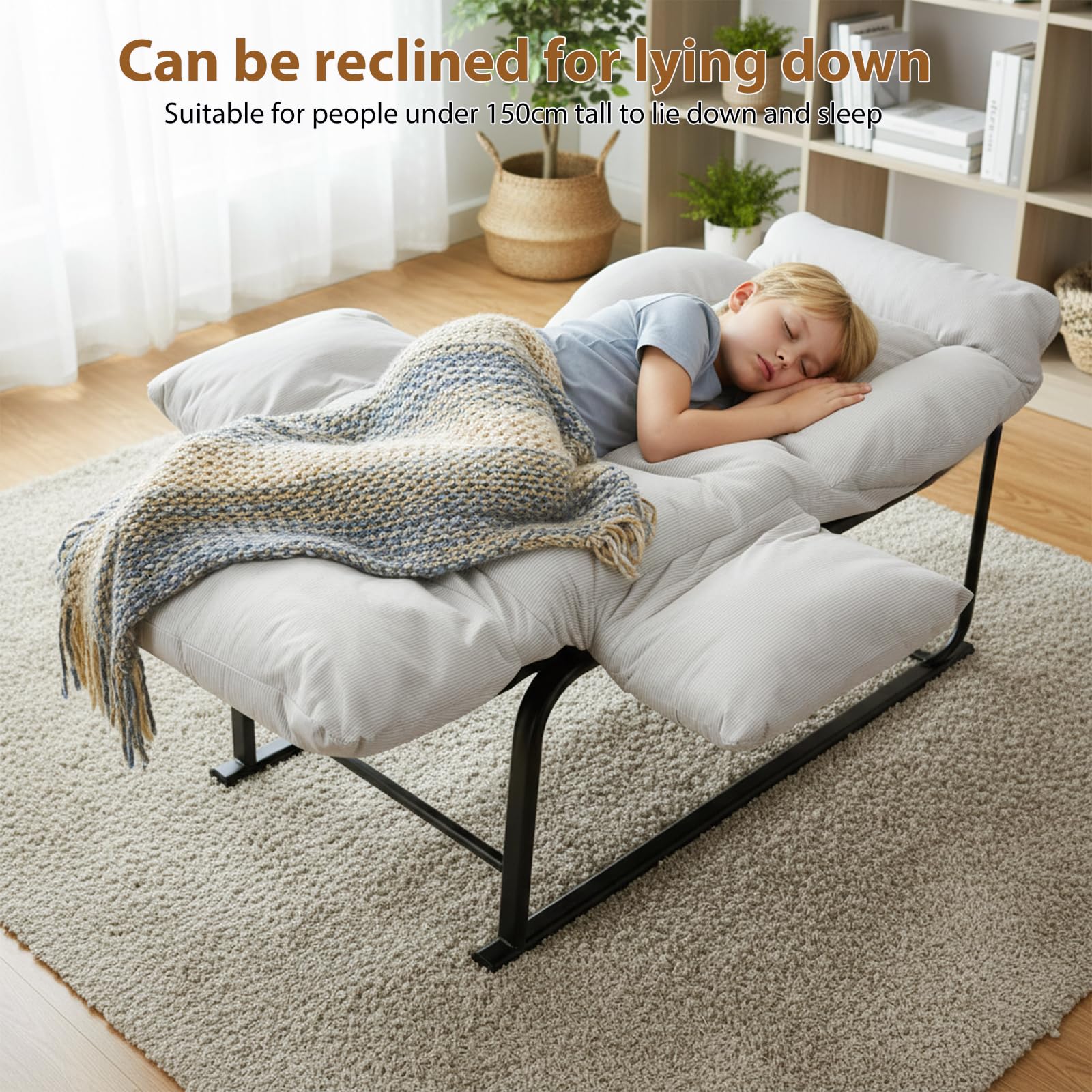 Poltrona Relax, Ergonomica Reclinabile 90°-180°, Poltrona Reclinabile con Schienale e Poggiapiedi Regolabile, Poltrone per Soggiorno/Ufficio, con Tasconi Laterali, Bianco