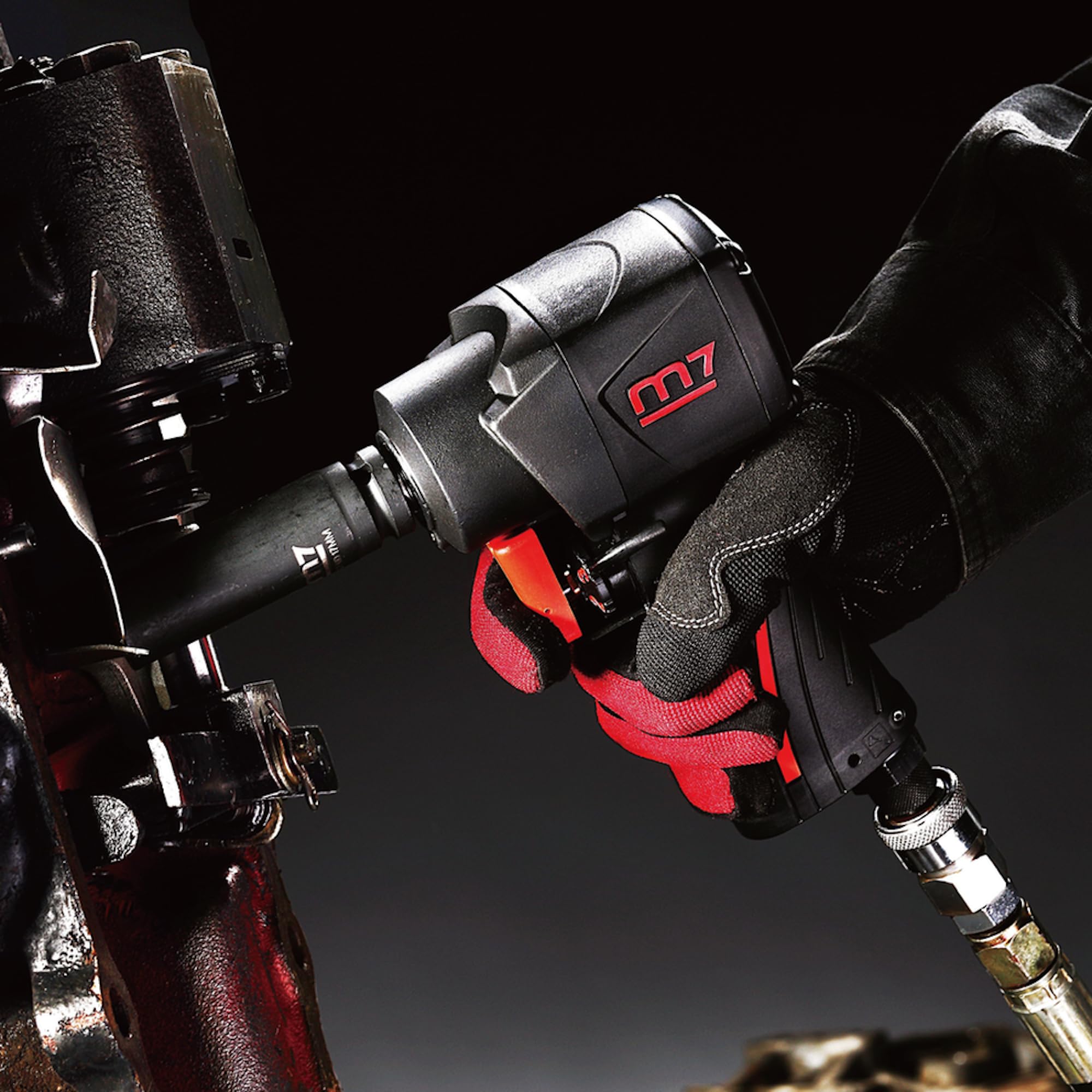 M7 Llave de impacto de aire compacta de 1/2 pulgada con martillo doble NC-4232Q herramienta industrial, motocicleta y automotriz, destornillador de impacto con agarre de pistola, llave dinamométrica