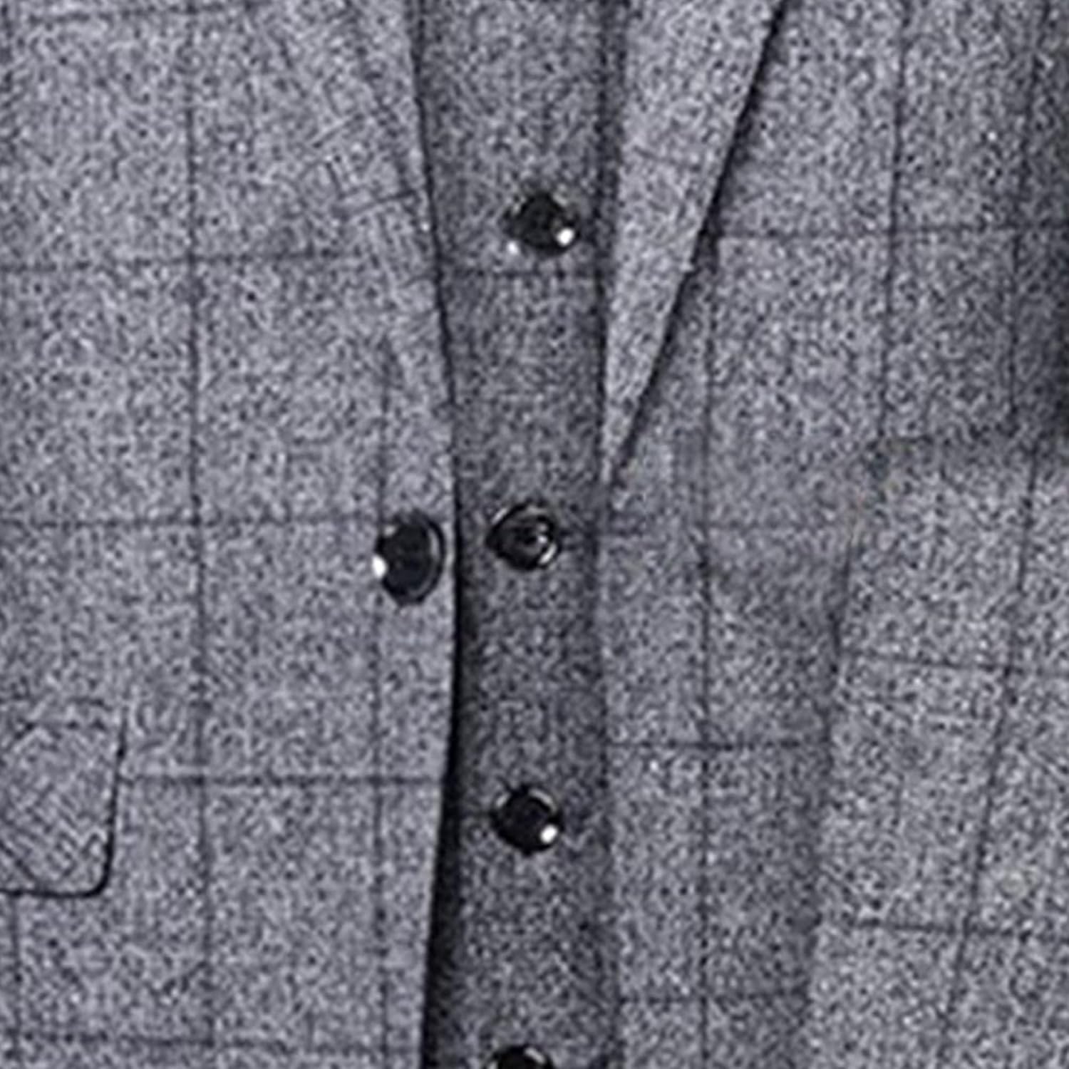 Mens Plaid 3 Piece Groom Suit Set Slim Fit Formal Wedding Prom Tuxedo Suits Stylish Blazer Jacket Vest Pants Set