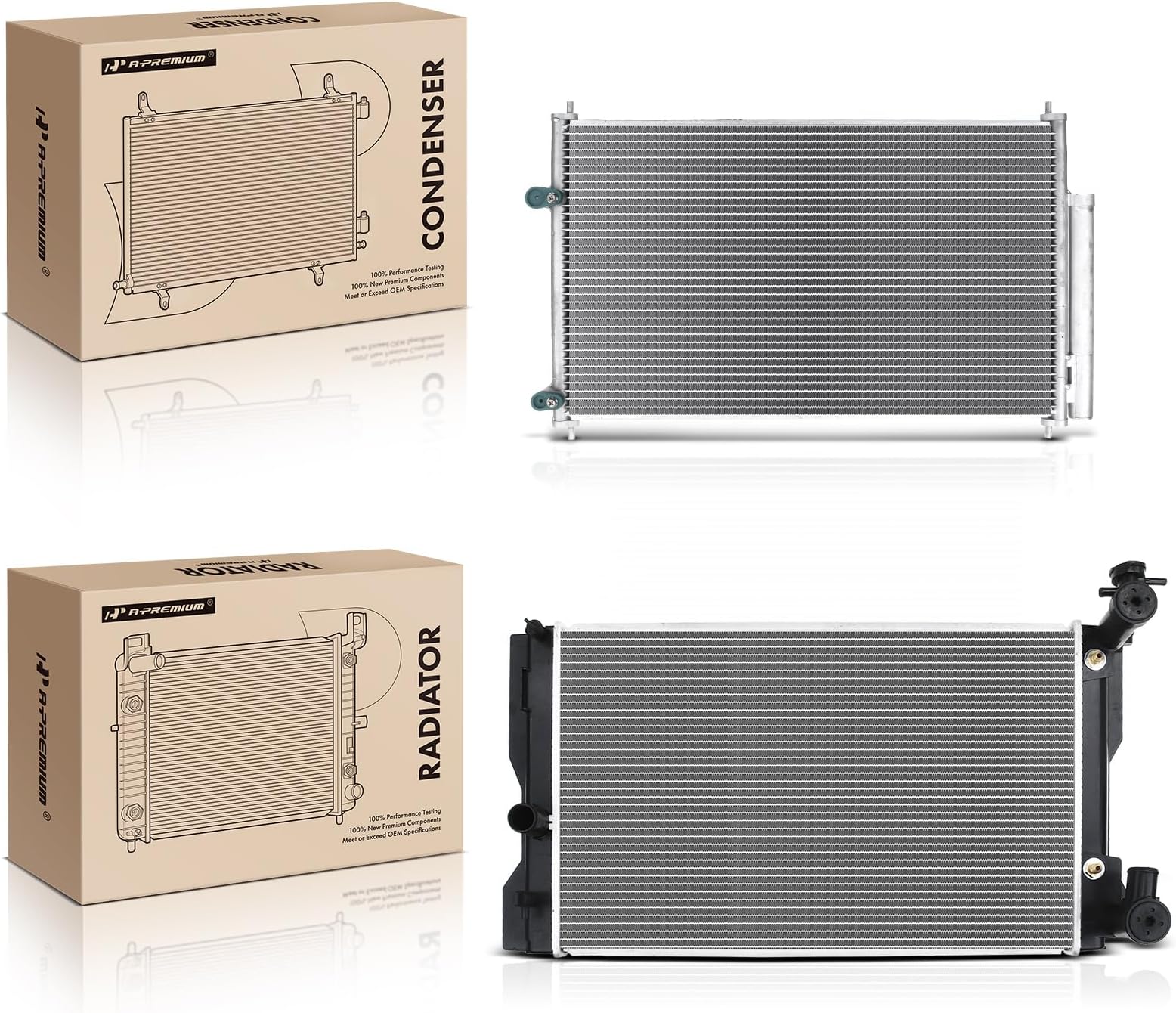 A-Premium Engine Coolant Radiator & A/C Condenser Cooling Kit Compatible with Toyota Corolla 2009-2019, Matrix 2009-2014 & Pontiac Vibe 2009-2010, 1.8L, Automatic Transmission, 2-PC Set