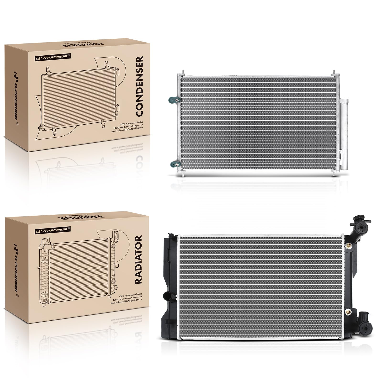 A-Premium Engine Coolant Radiator & A/C Condenser Cooling Kit Compatible with Toyota Corolla 2009-2019, Matrix 2009-2014 & Pontiac Vibe 2009-2010, 1.8L, Automatic Transmission, 2-PC Set