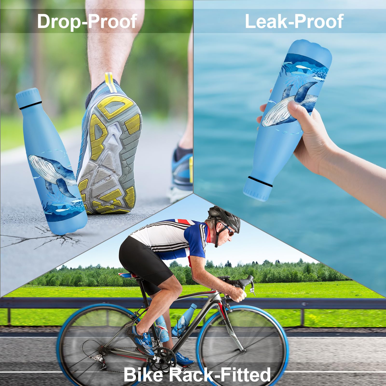 KollyKolla Bottiglia Termica 500ml, Borraccia Termica Bambini, Borraccia Personalizzata, Bottiglia Acciaio Inox, senza BPA, a Prova di Perdite, per Scuola, Sport, Ciclismo, Palestra, Campeggio