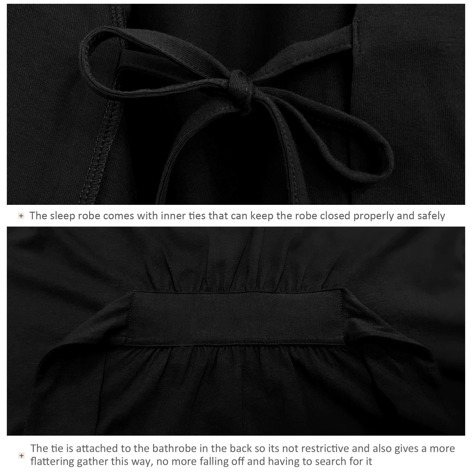 EA'S SECRET Morgenmantel Damen Leicht 100% Baumwolle V-Ausschnitt Schlafanzug Kurz Kimono mit Gürtel Taschen für Spa