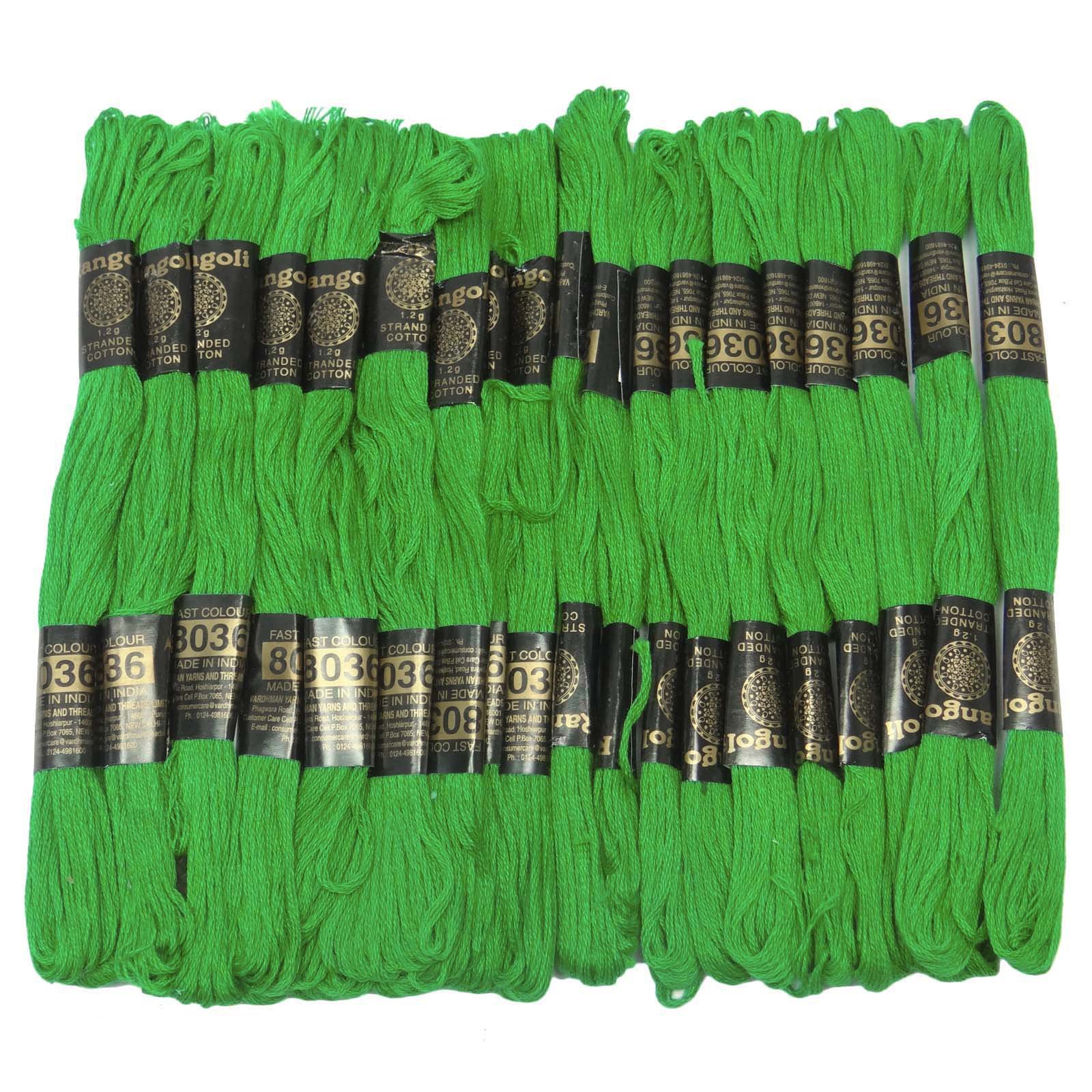 IBA Indianbeautifulart 25 Pcs Green Cotton Thread Stitch Needlepoint Sewing Skein Cross Embroidery
