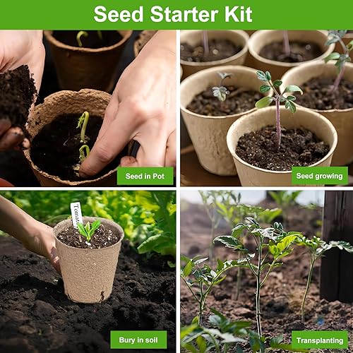 Miniatura 4 de ModaSin 130 macetas de turba orgánica, maceta de vivero de 3.15 pulgadas, macetas redondas con agujeros de drenaje, bandeja de inicio de semillas