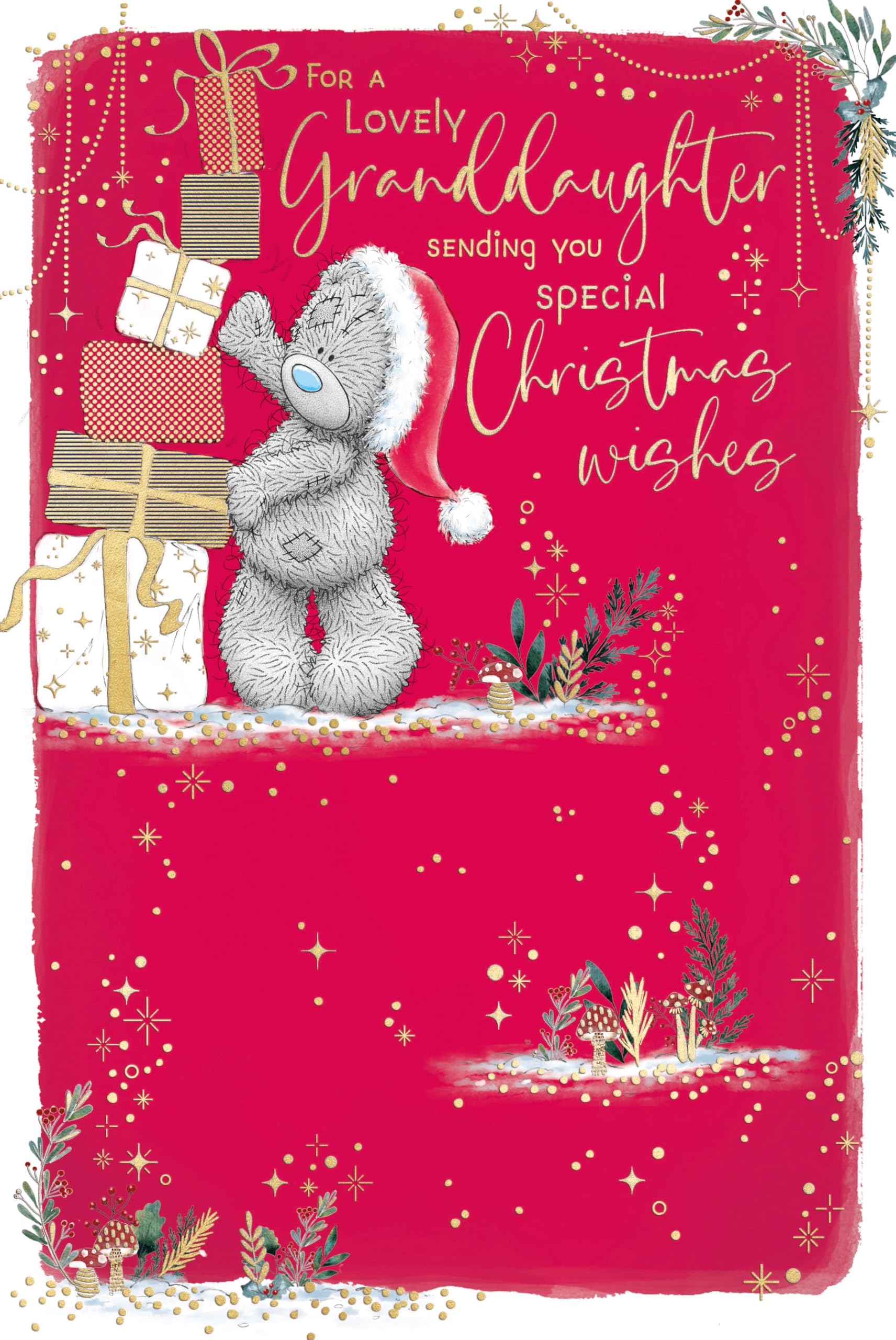 Me To You Tatty Teddy To A Wonderful Granddaughter Christmas Card 6x9ins - Official Collection