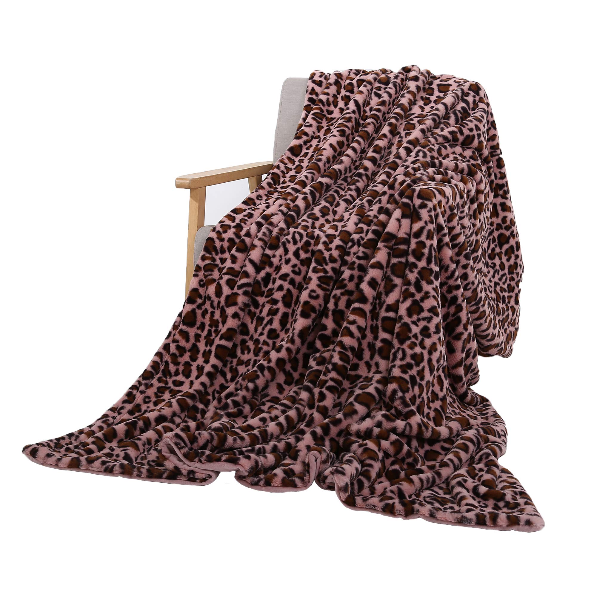 SUCSES Pink Fleece Blanket, Leopard Cheetah Print Throw Blanket for Bed Sofa Couch, Faux Fur Velvet Blankets and Throws, F...