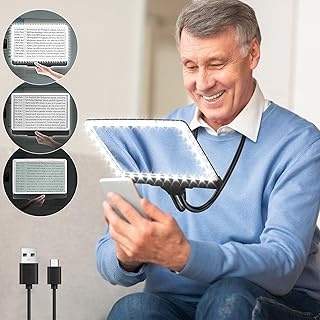 5X Rechargeable Hands Free Magnifying Glass Flexible Gooseneck Full Book Page Magnifier for Reading 43 Ultra-Bright LED Light for Neck Wear Repair Sewing Low Eyesight Seniors
