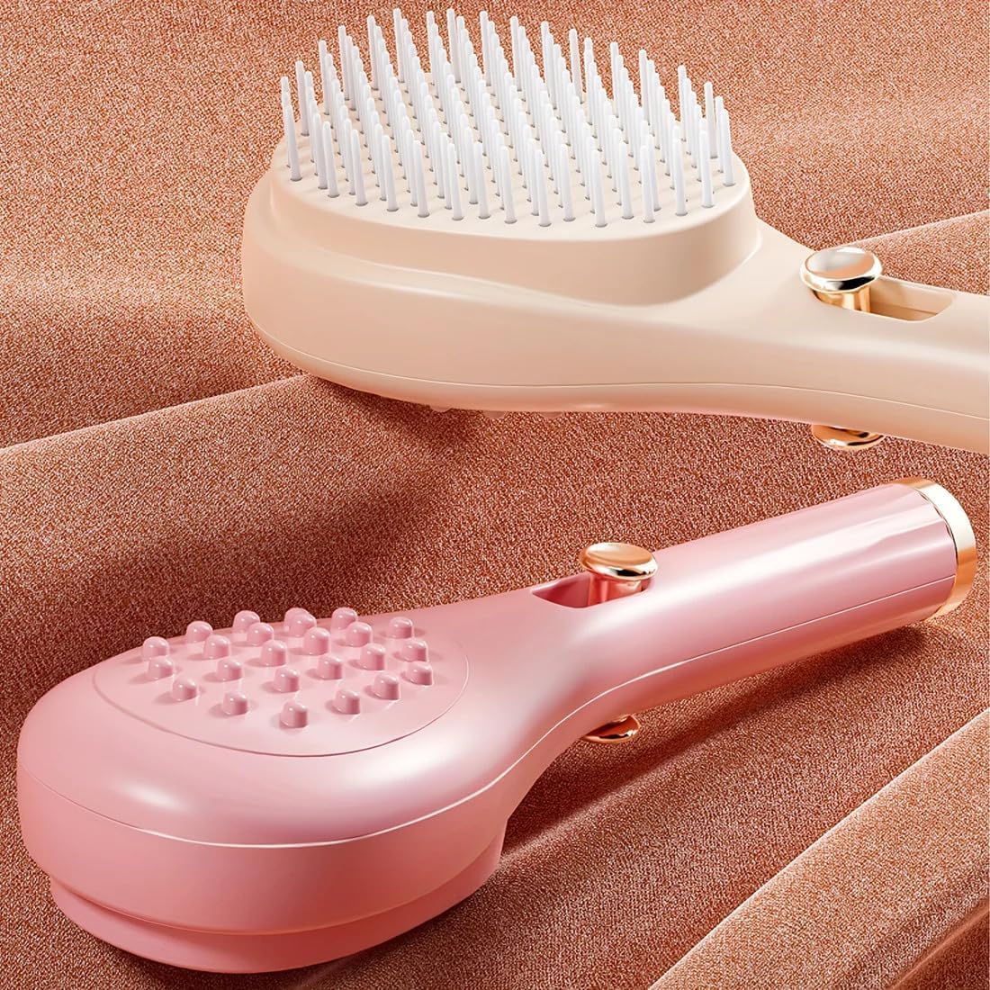 BELARO (pack of 2) Self-Cleaning Anti-Static Massage Comb, Self Cleaning Hair Brush, Massage Comb For Hair, Retractable Rotary Lift Self-Cleaning Comb, Women's Hair Styling Tool (multicolor) 1