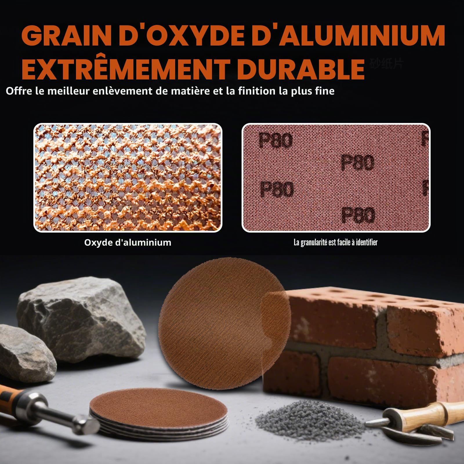 Disque Abrasif 150mm Papier à Poncer Carrosserie - 50 Pièces Grains 60/80/120/180/240 | Idéal pour Ponceuses Cloisons Sèches Durable Efficace