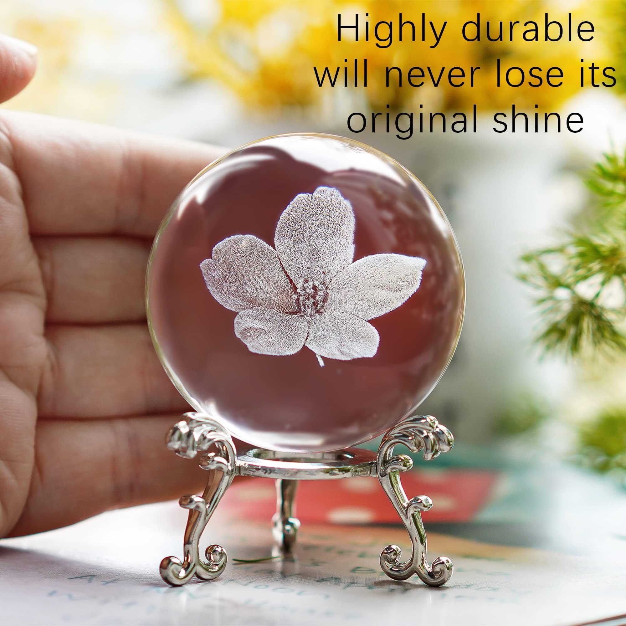 Amazon.co.jp: HDCRYSTALGIFTS 3D彫刻フラワークリスタルボール
