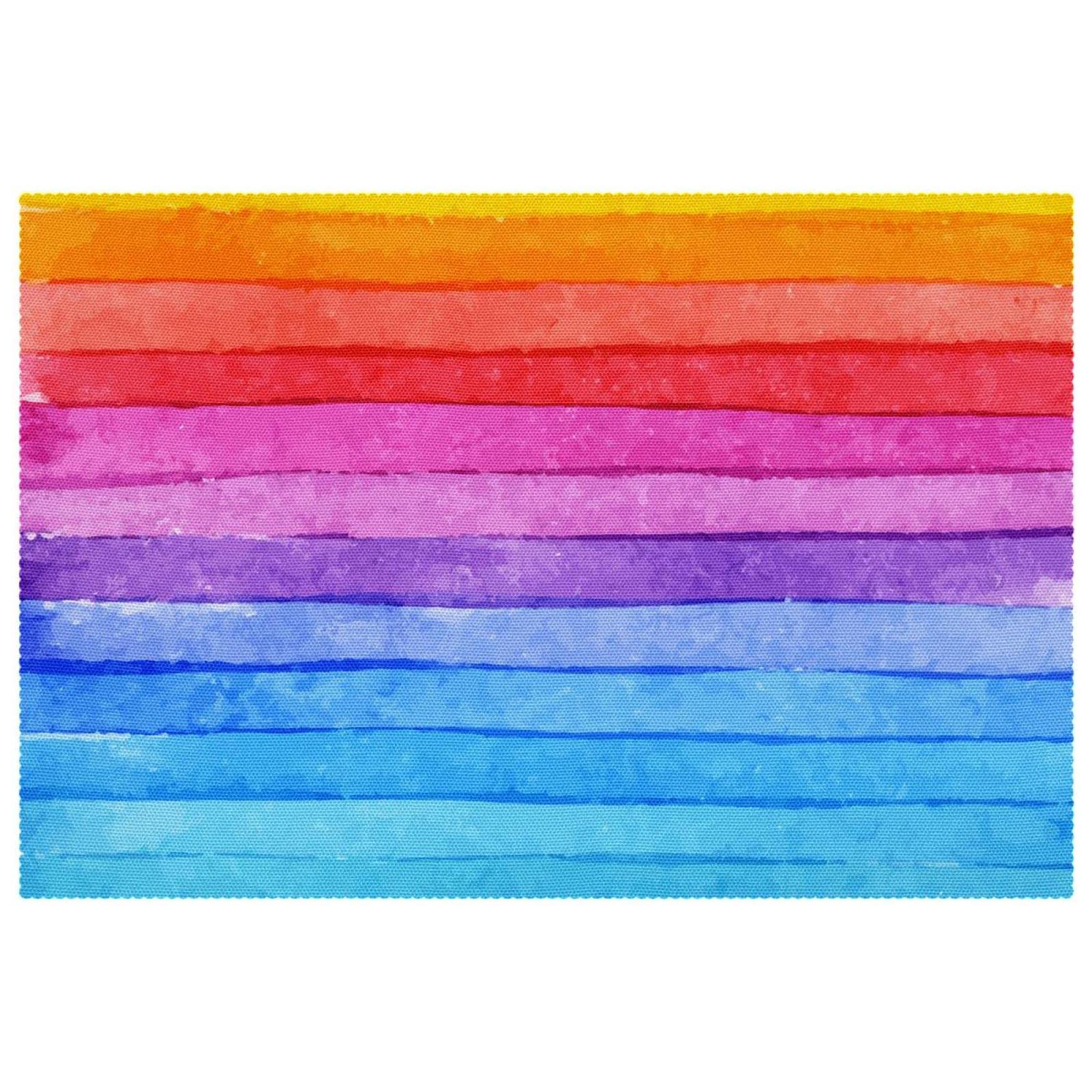Sets de table tissu Oxford lavables anti-chaleur rayures arc-en-ciel