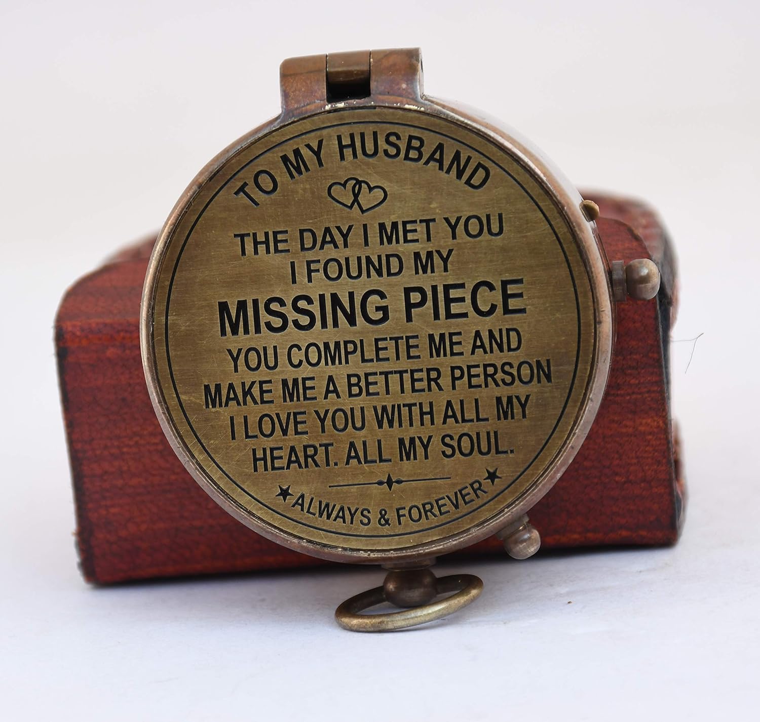 Engraved Compass, Gift for Husband, Anniversary, Wedding Gift for Him, Long Distance Boyfriend Gift, Fiance Gift I Miss You Long Distance Relationship Gift : Everything Else