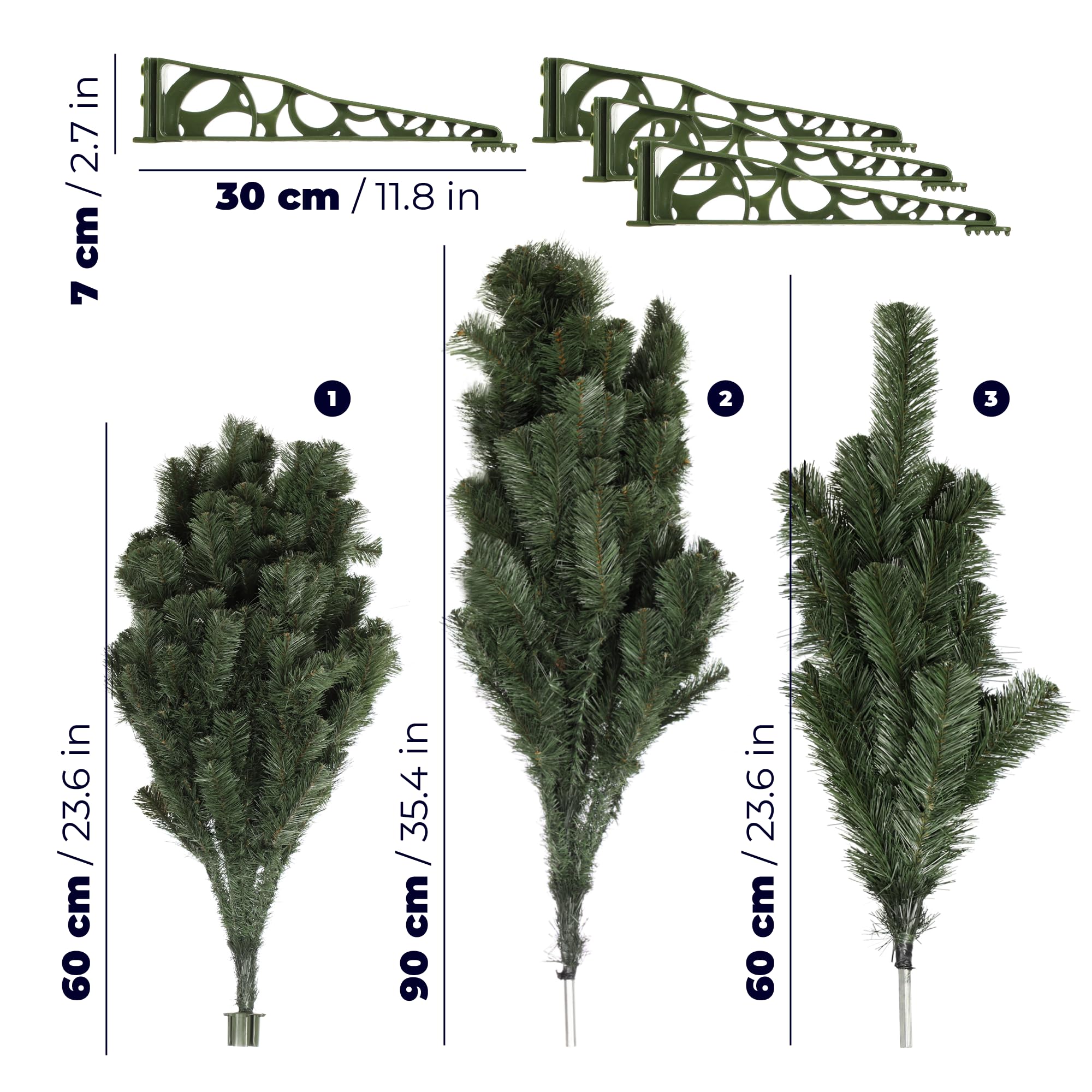 KADAX Choinka sztuczna 220 cm, gęste gałęzie i naturalny wygląd, stabilna podstawa, do domu i biura, tworzy świąteczną atmosferę
