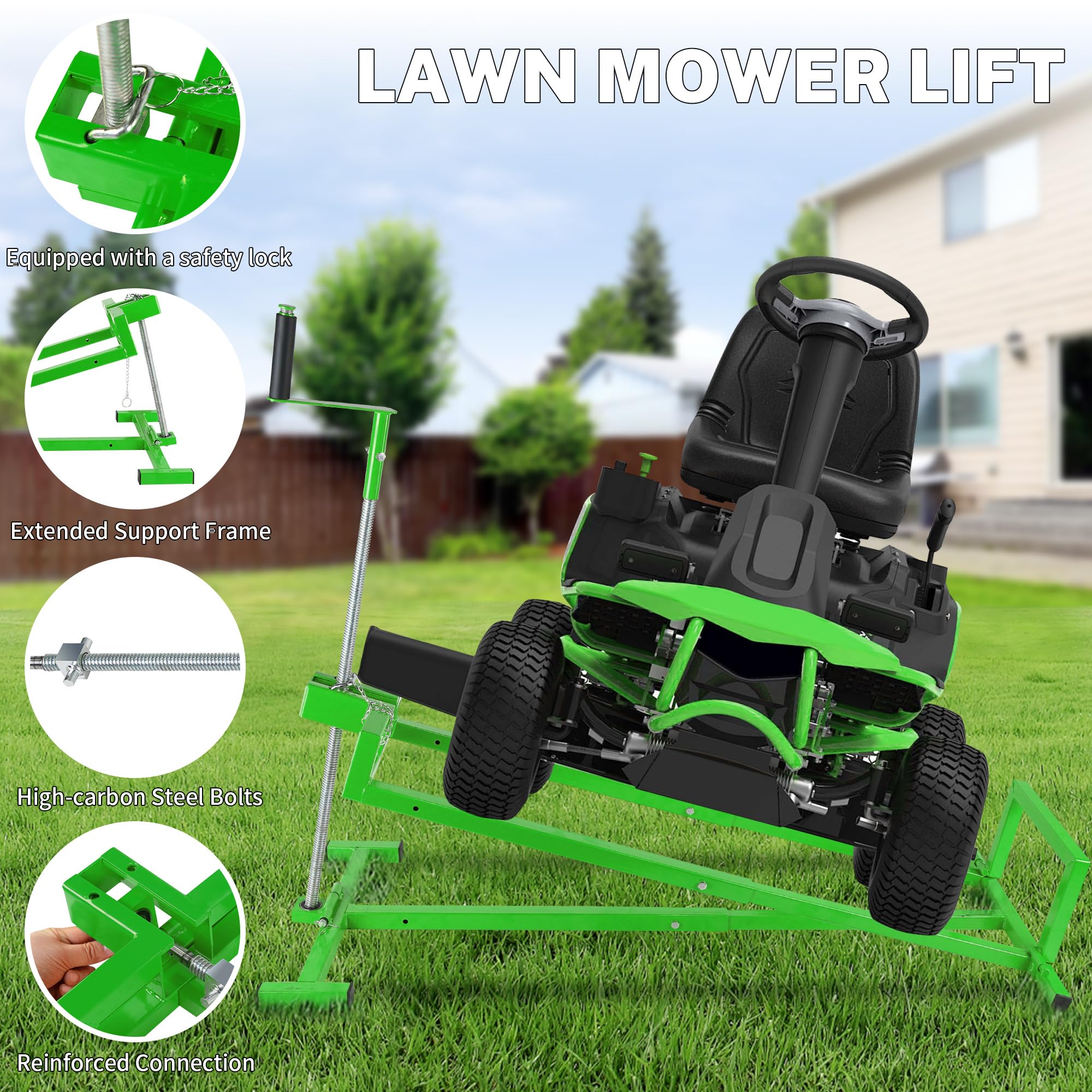 880 Lbs Capacity Telescopic Riding Lawn Mower Lift Jack – Foldable Design with Hand Crank & Electric Handle for Lawn mowers and Garden Tractors - 3