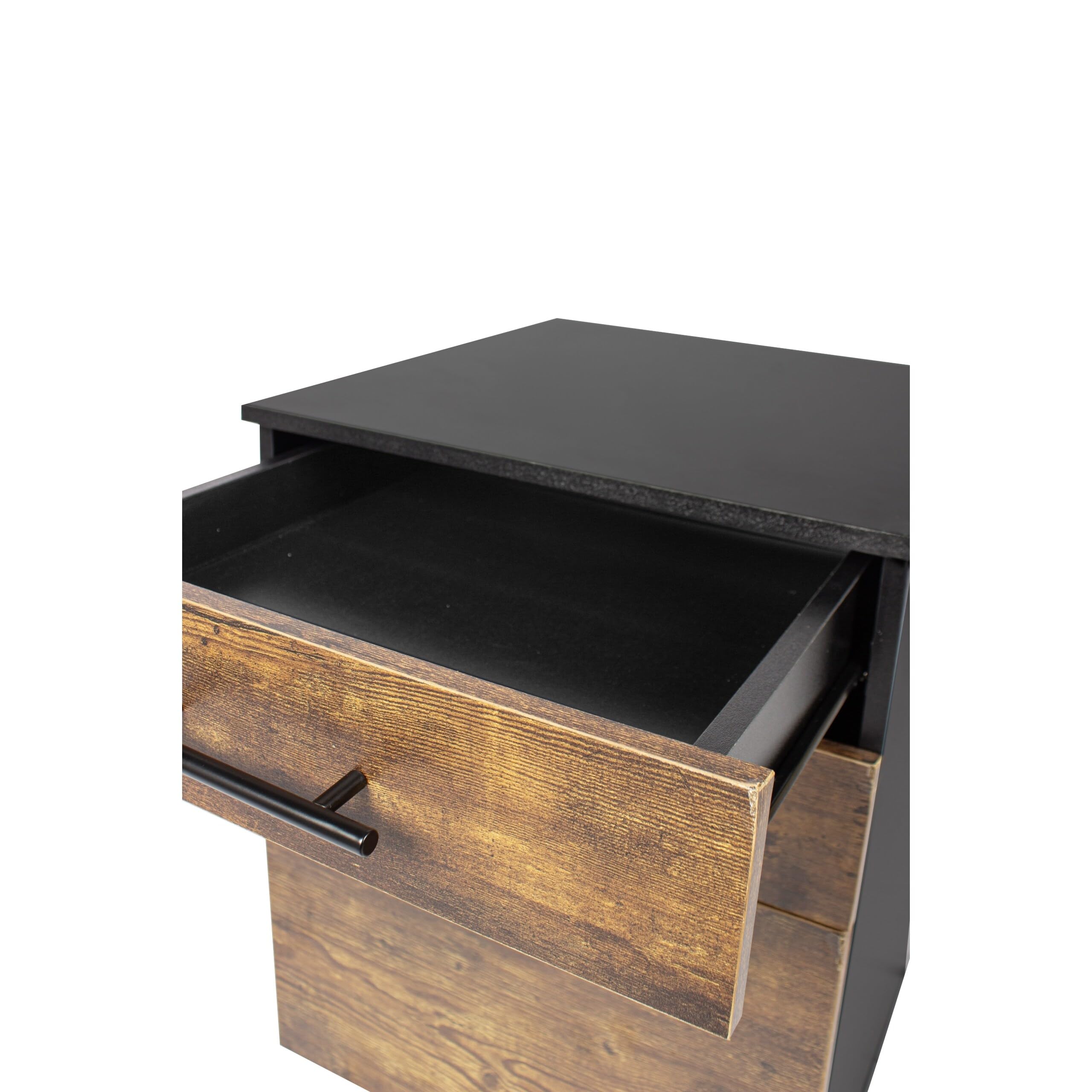 Relaxdays Contenitore su Ruote con 3 cassetti, Supporto per cartelle sospese, 57,5x40x40 cm, Nero/Marrone