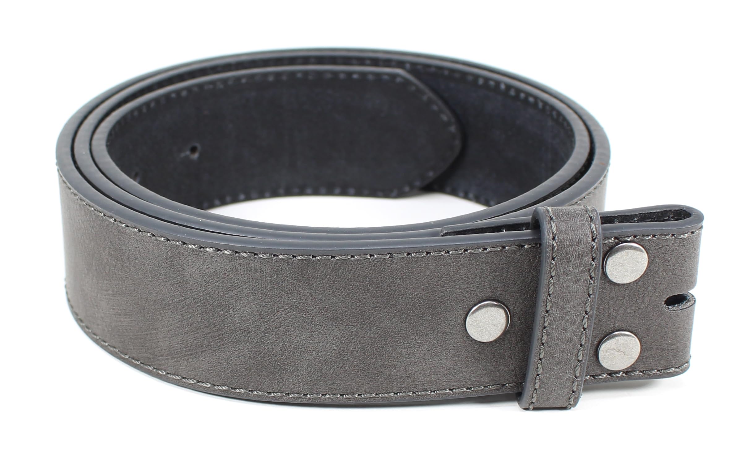 Leather Belt Strap with Vintage Distressed Texture 1.5" Wide with Snaps and without Buckle