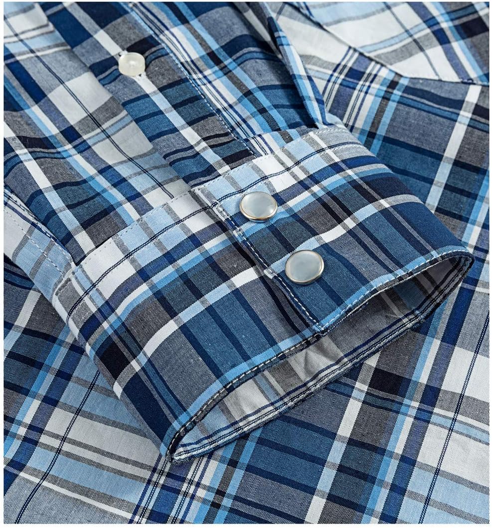 Western Shirts for Men with Snap Buttons Regular Fit Plaid Mens Long Sleeve Shirts Casual - Image 4