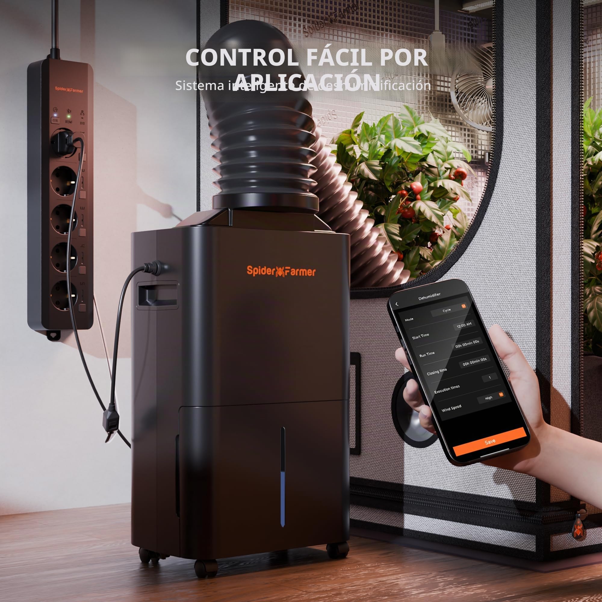 SPIDER FARMER Deshumidificador actualizado de 12 litros, deshumidificador eléctrico con cable RJ12, descongelación automática, función de temporizador de 24 horas, deshumidificador para tienda de