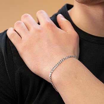 Bracciale Uomo Donna Argento 925 Catena Cubana Incisa - Larghezza 5mm - Made In Italy Certificato QUADRI