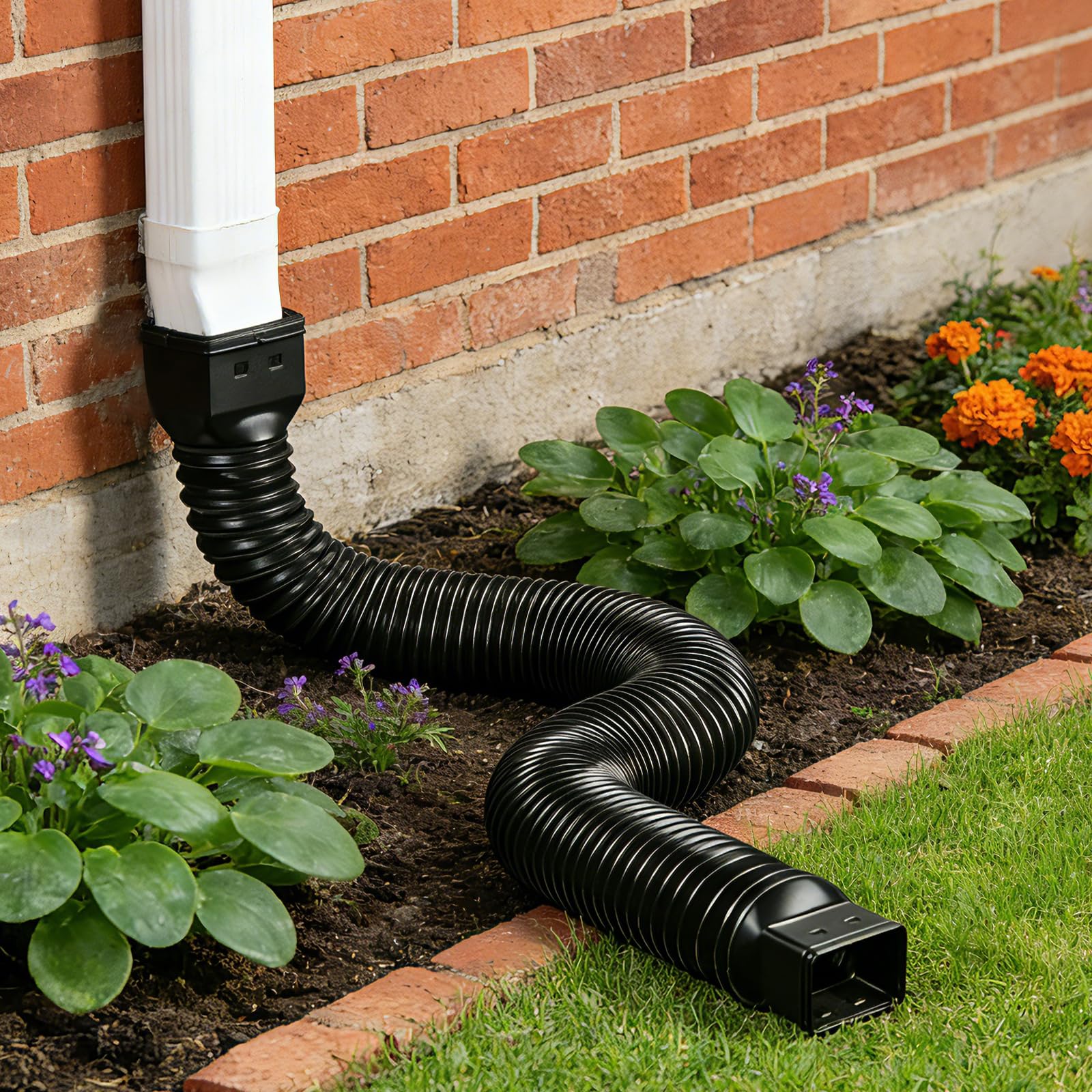 Prolunga Flessibile per Pluviali (50-150cm) per Tubi 80/100mm, Resistente UV e gelo, Protezione Fondamenta da Danni acqua (Nero)