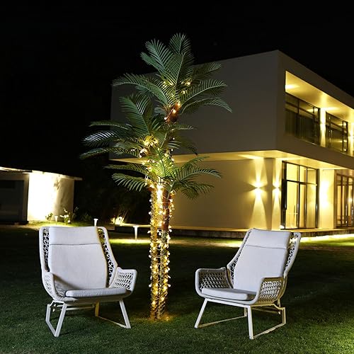 Miniatura 4 de Palmera artificial para SOGUYI al aire libre de 9.8 pies, con clasificación UV, palmera falsa de caña dorada tropical, palmera grande para patio