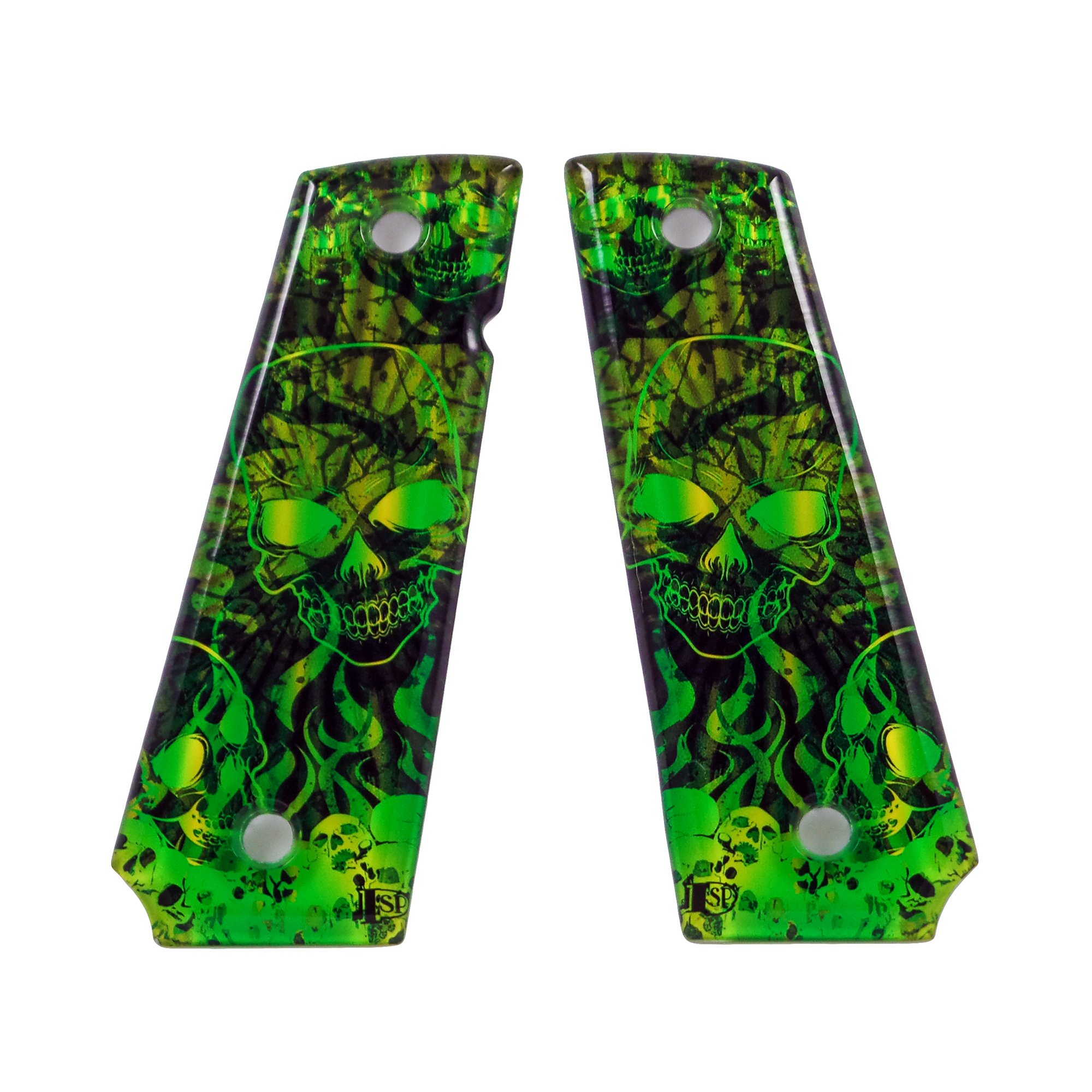 Custom 1911 A1 Full Size Purgatory Green SPD Acrylic Grips- Compatible with Kimber, Colt, Taurus and Sig