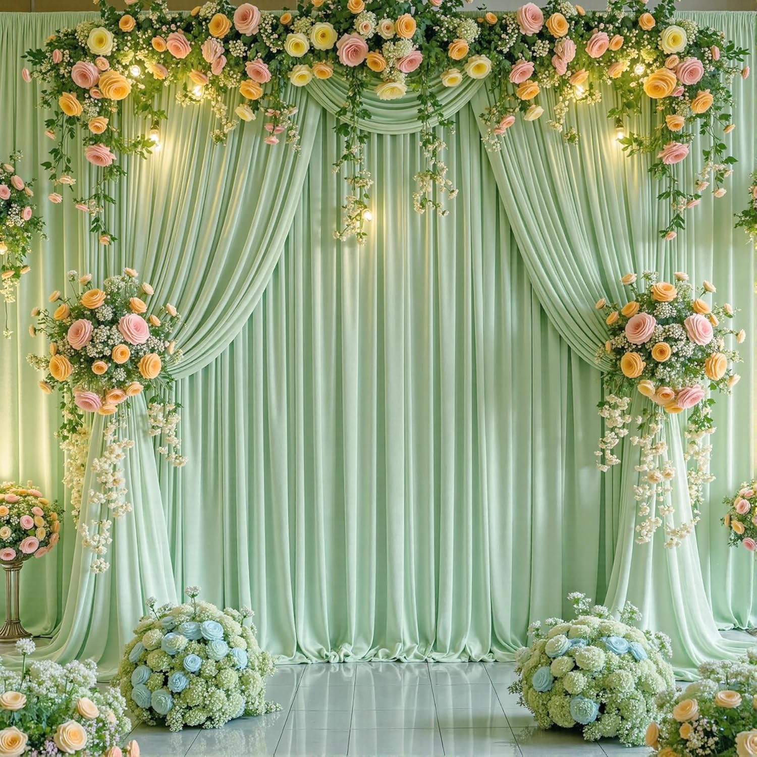 20ft x 10ft Wrinkle Free Sage Green Wedding Backdrop Curtains for Party Bridal Shower Reception Decorations Sage Green Fabric Curtain Backdrops Drapes for Photography Baby Shower Birthday Background