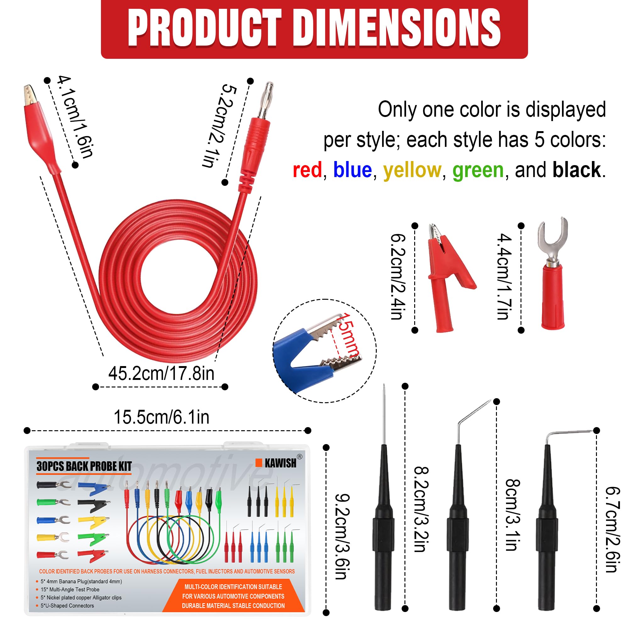 30pcs Multimeter Back Probe Pins for Car Repairing Diagnostic Circuit Test — Amazon image 2