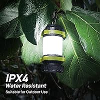 Vista 6 de Consciot - Paquete de 2 linternas LED de camping recargables, linterna portátil Consciot con 6 modos de luz, banco de energía de 3600 mAh, IPX4