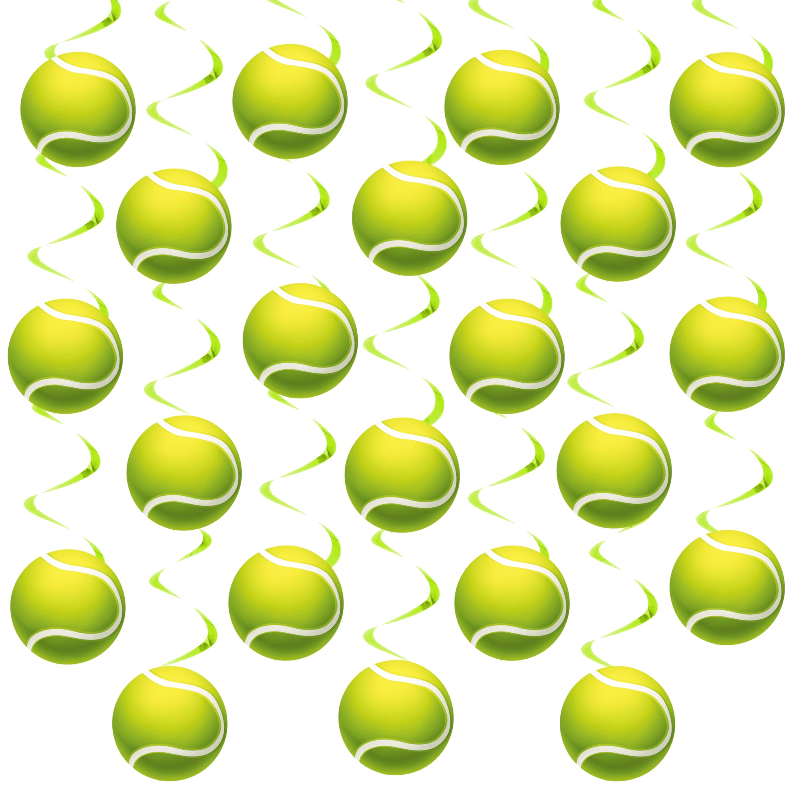 Tennis Party Hanging Swirls Tennis Birthday Party Decoration 20pcs Tennis Ball Themed Swirl Ceiling Sport Party Hanging Streamer for Tennis Player