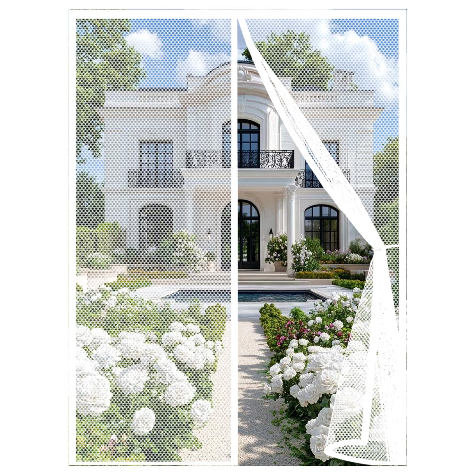 Guojun White Magnetic Fly Screen Door 94 X 195 Cm Powerful Magnets And Full Frame Magic Tape Fly Nets For Doors Easy To Install Without Drilling For Patio Bedroom Sliding Kitchen,